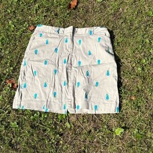 Lilly Pulitzer Pineapple Print Skirt Womens 12 Beige Blue‎ Resort Golf